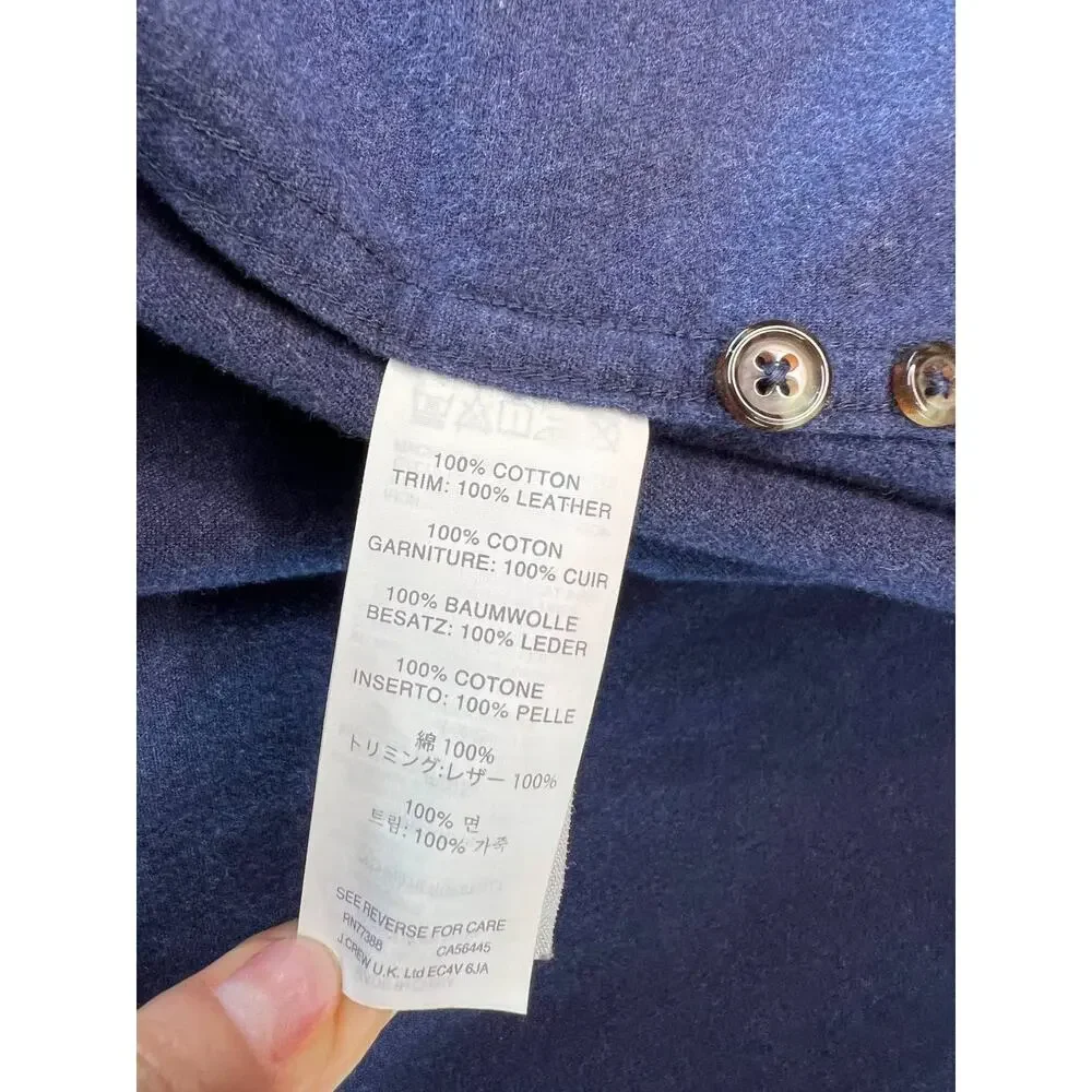 J Crew BLUE Chamois Button Down Suede Elbow Patch Long Sleeve Shirt 06791 Men XL